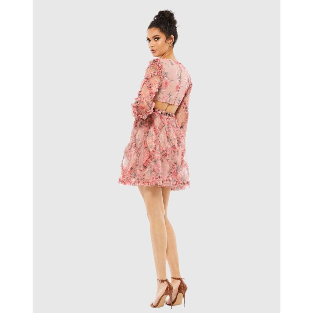 Mac Duggal Pink Floral Midi Dress - Picture 3 of 8